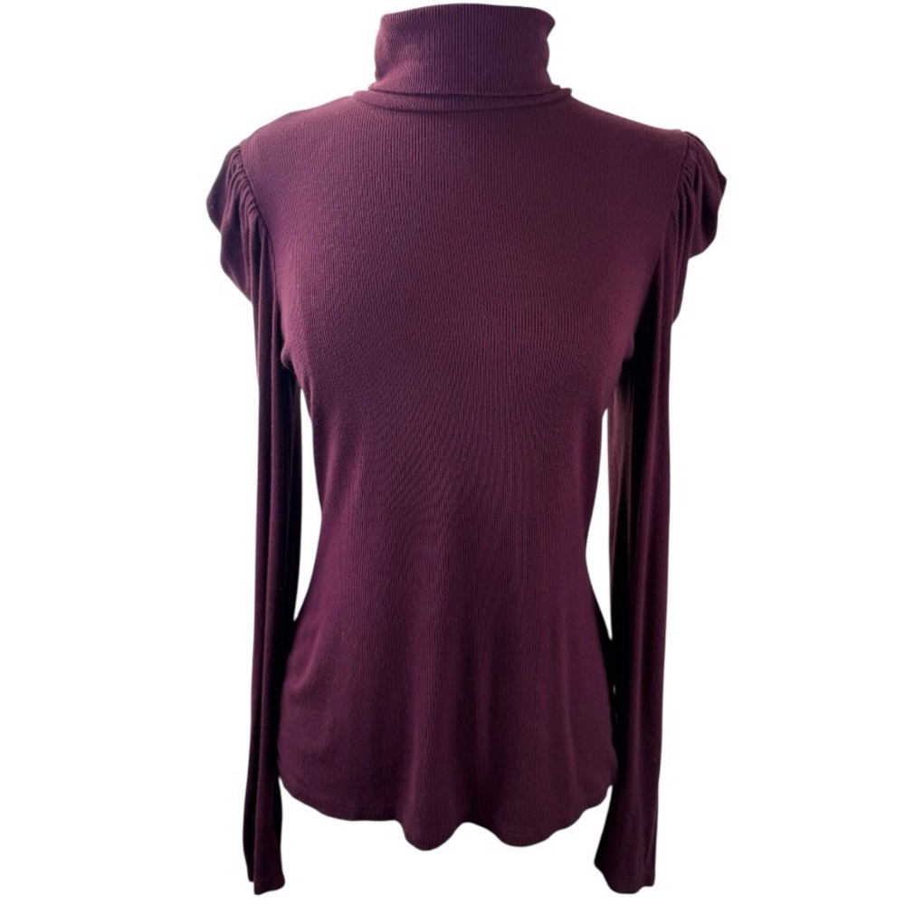 INC International Concepts Burgundy Ribbed Turtleneck Top Size M